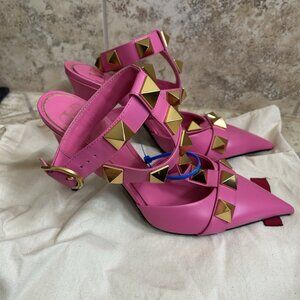 Valentino Pink Roman Stud Pumps Leather